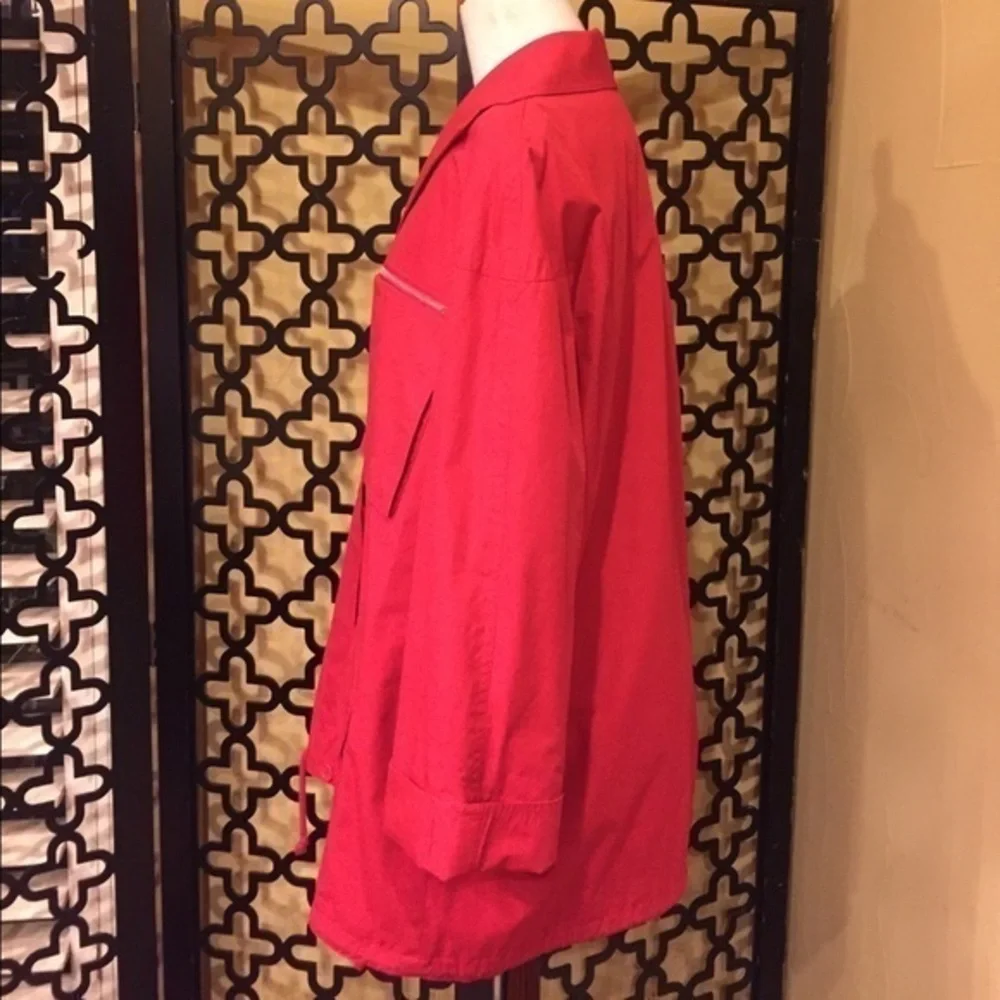 VINTAGE DVF RED 100% COTTON FRONT POCKETS  COAT/RAIN‎ COAT